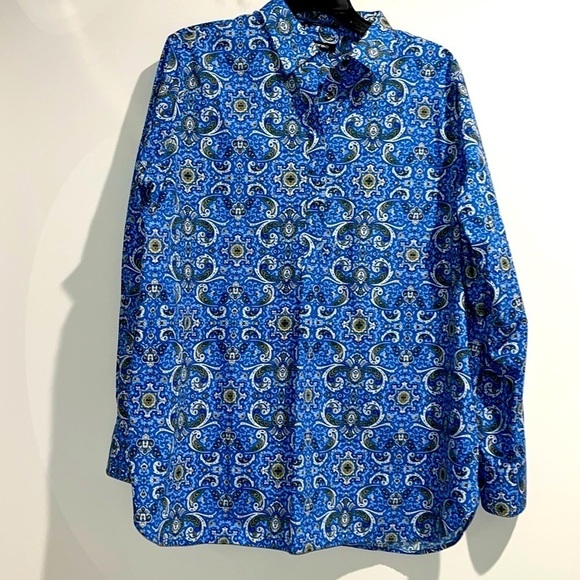 Lands' End Tops - Lands End blue white yellow floral paisley top. Size 16.